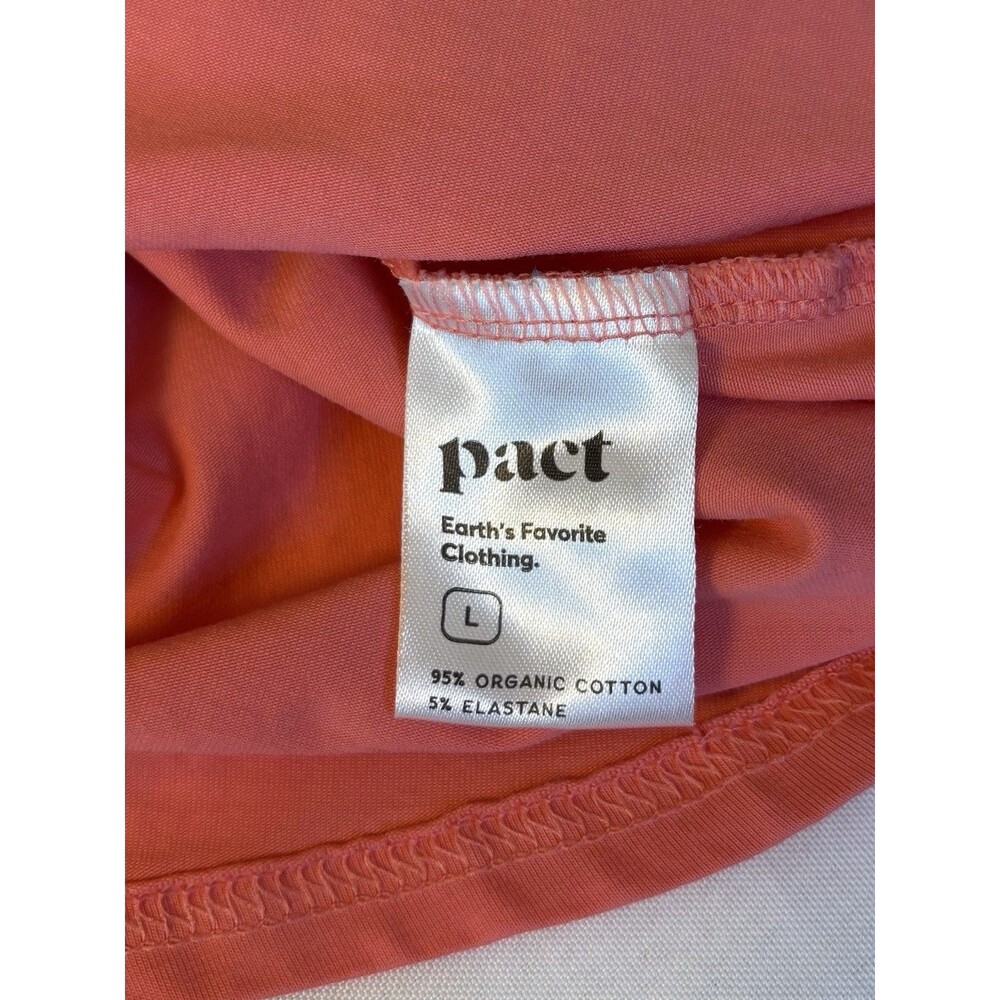PACT Cross Back Fit & Flare Dress Women Large Salmon Cap Sleeve Casual Beach - Picture 8 of 13